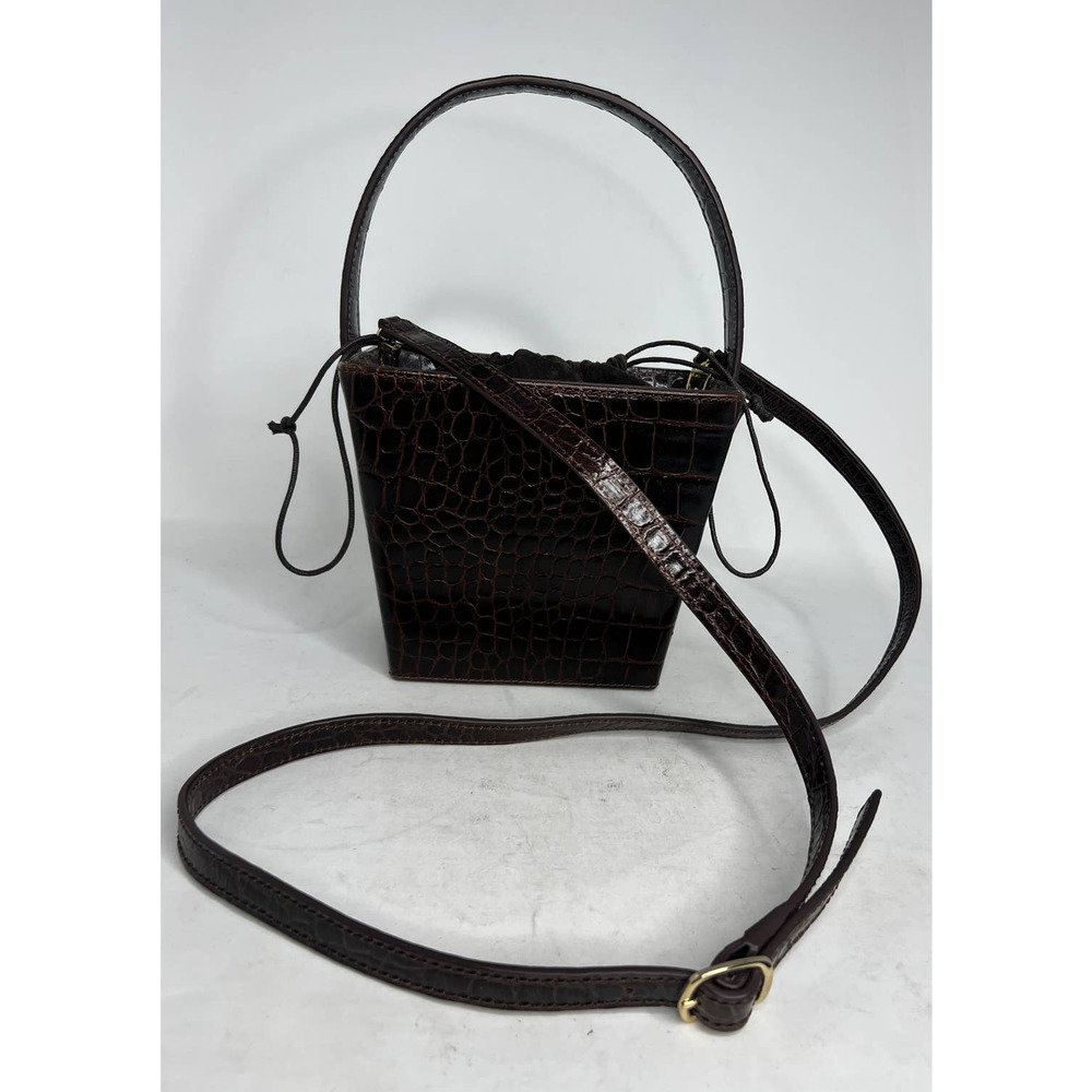 Staud Edie Croc-Embossed Leather Bucket Bag